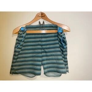 EUC Parke & Ronen Swim Trunks Men's Blue Green Sz 34 Lined Adjustable Resortwear